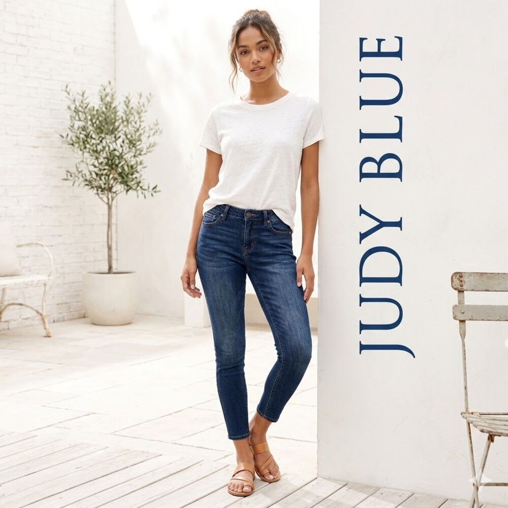 Judy Blue Joanne Mid Rise Skinny Jeans Dark Indigo Women's Jeans SZ 9